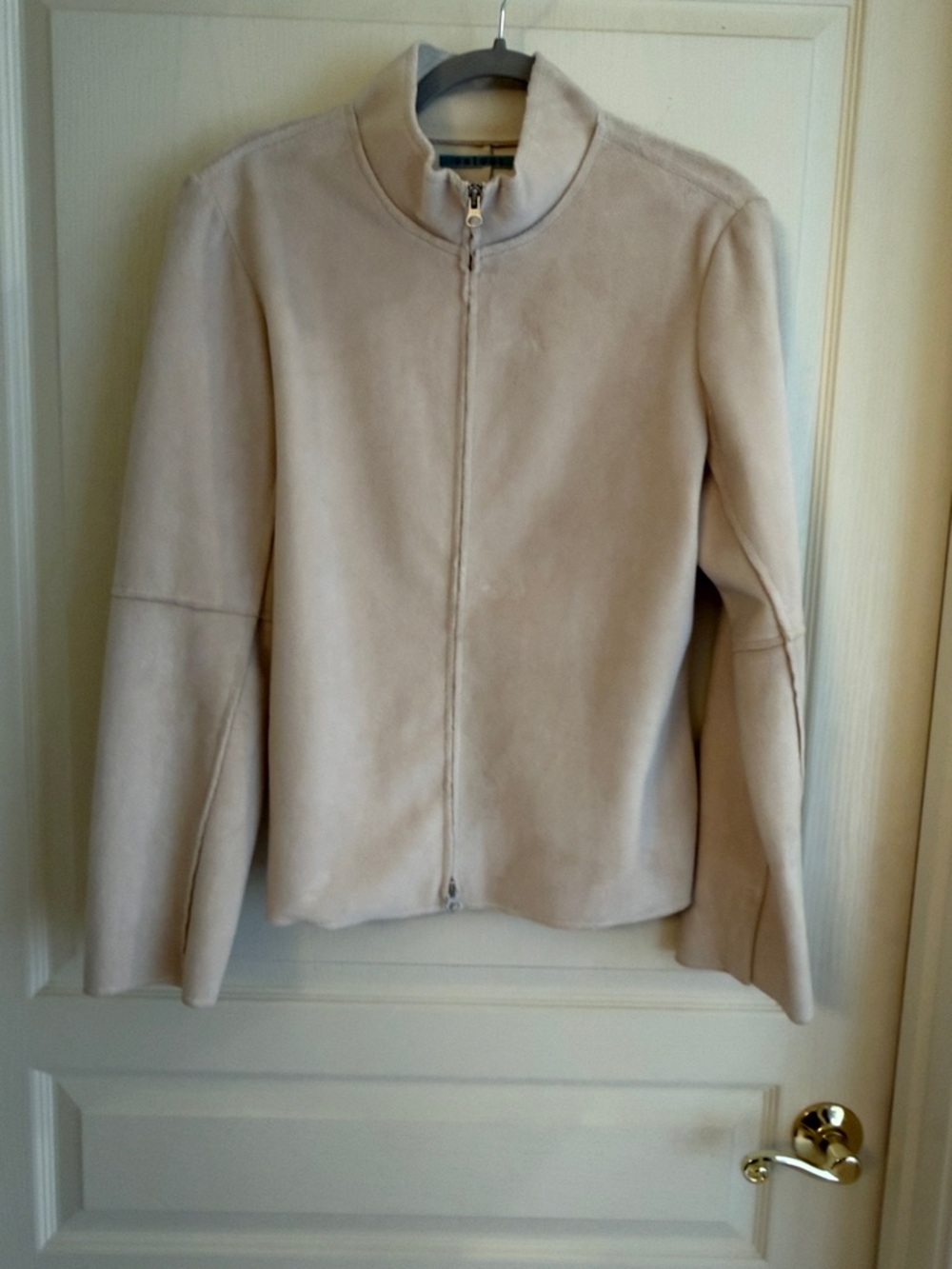 Velvet by Graham & Spencer Cream Zip-Front Suede Jacket